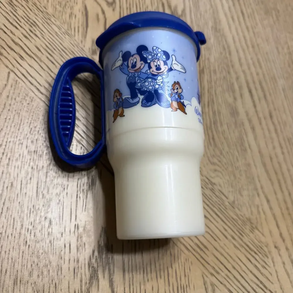 2007 Walt Disney Plastic Cup Tumbler‎ With Handle Mickey Minnie Donald Goofy